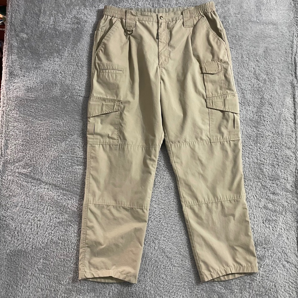 Propper Mens Tactical Cargo Pants Size‎ 40x34 Elastic Waist Beige Ripstop Knees